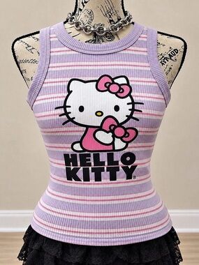Sanrio Hello Kitty Sanrio tank top Striped Tank Top Pink & Purple Small